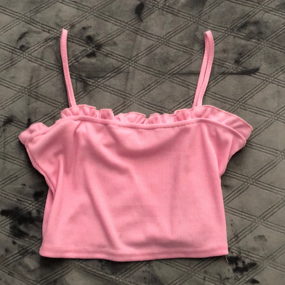 SHIEN ruffle ribbed cropped cami top